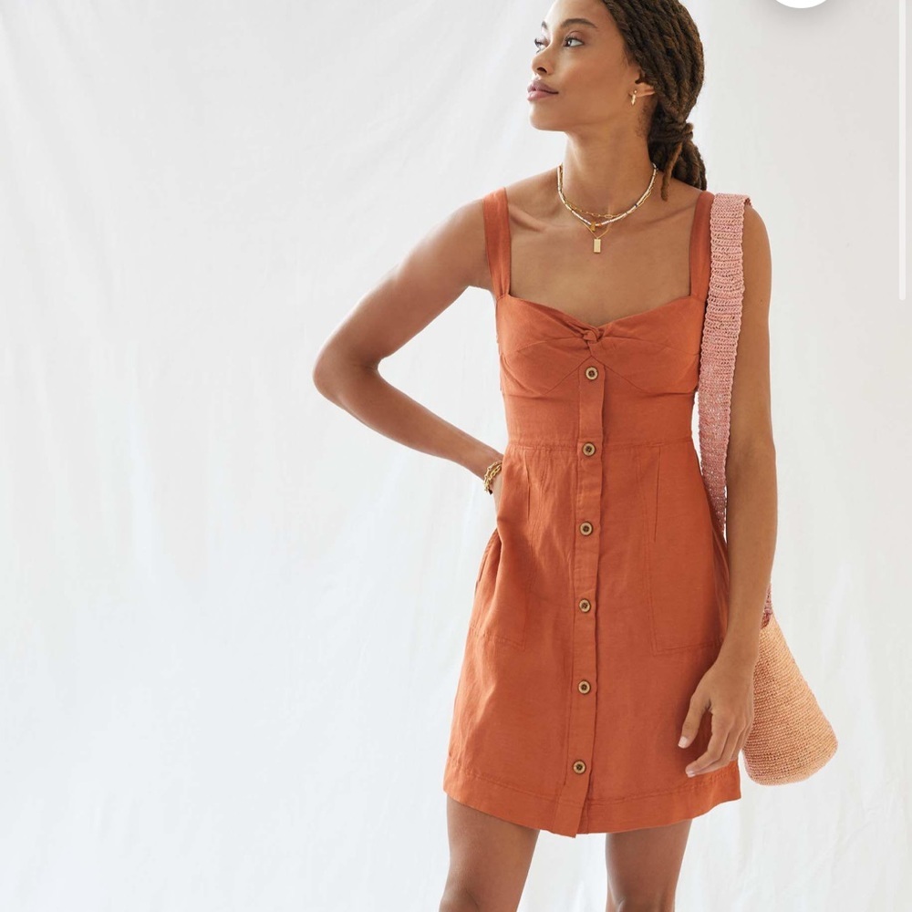 Maeve Terracotta Button-Down Dress